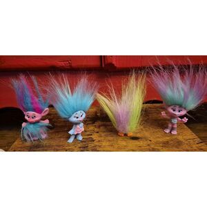 Dreamworks Trolls Mini Dolls Lot of 4 Poppy Hazy Fuzzbert MORE Figures Cake Top